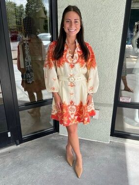 NWT Mestiza New York Valencia Sunset Ivory Linen Organza Mini Dress